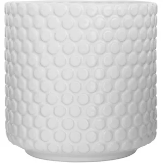 Bloomingville Blumentopf mit Struktur aus Keramik in der Farbe Weiß, Maße: 15,5cm x 15,5cm, 75102021