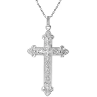 trendor 41388 Herren-Kette mit orthodoxem Kreuz Anhänger 45 mm 925 Silber, 60 cm