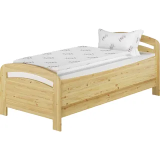 Seniorenbett extra hoch Einzelbett 90x200 Kiefer Massivholz Holzbett Zubehör wählbar V-60.43-09ohne Zubehör - Naturbelassen