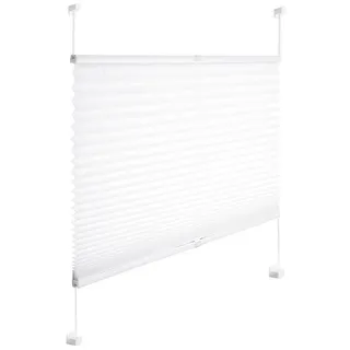 Woltu Plissee ohne Bohren Klemmfix Faltrollo Jalousie Weiß 105x130cm (BxH), Plisseerollo Crushed Optik Sichtschutz und Sonnenschutz Easyfix lichtdurchlässig Rollo für Fenster & Tür