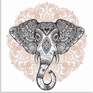 ARTland Wandbild Alu für Innen & Outdoor Vintage Mandala Elefant Größe: 100x100 cm