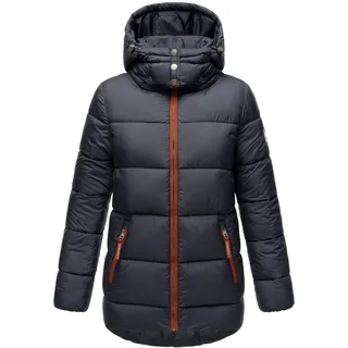 Navahoo Damen kurze Winterjacke Steppjacke warm mit abnehmbarer Kapuze Wattewölkchen Navy Gr. M - M