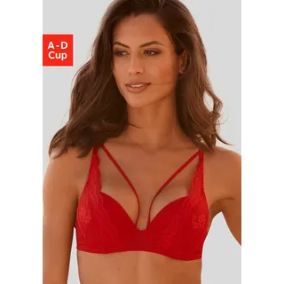 s.Oliver Push-up-BH "Alice" mit Spitze und Bänder-Optik, Dessous, rot