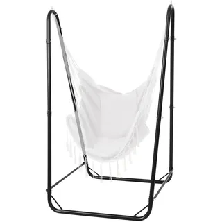 U-förmiger Hängesesselständer für mehrere Hängesessel, Stabiler Stahlständer für Innen & Außen, solide Unterstützung & Stabiler Sockel, 100 kg Tragkraft, einfache Montage, nur Ständer - Schwarz