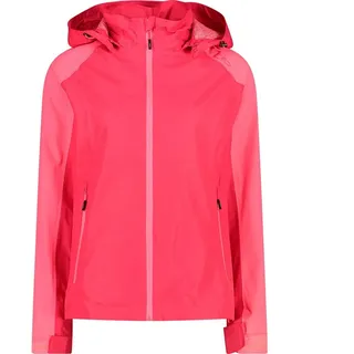 CMP Damen Mélange Fleece Jacket with Knit Tech Melange Fleecejacke mit Hood, Mädchen, Korallenrot Kiss, 128, Erdbeere, 42