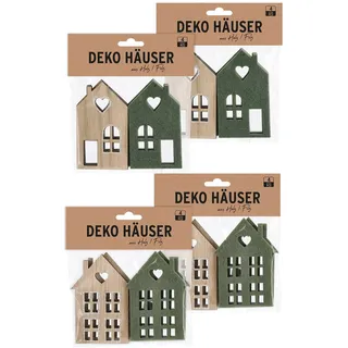 Spetebo Holz Häuser zum Dekorieren - 16erSet - DIY Kreativset zum Basteln - Weihnachtsdeko Winterdeko Weihnachtsdorf Deko