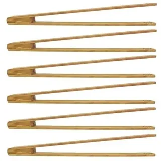 MC-Trend 6 Stück Grillzange 30 cm aus edlem Kirschholz – hochwertige Holz Küchenzange mit 2 cm Rillen für sicheren Halt – Grillzubehör & Würstchenzange für Grill, Küche & Pfanne (6)