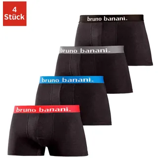 Bruno Banani Hipster, (Packung, 4 St.), knapp sitzende Boxershorts in uni oder gemustert aus Baumwollmischung, schwarz