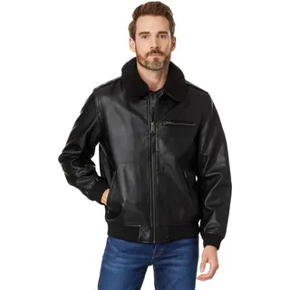 Levi's Herren Bomberjacke aus Kunstleder mit Sherpa-Kragen Jacke, Schwarz, XL