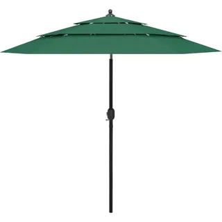 Sonnenschirm mit Aluminium-Mast 3-lagig Grün 2,5 m - Grün