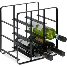 Bild Weinregal Metall, 9 Flaschen, Weinhalter, HBT 30,5 x 27,5 x 20 cm, Weinständer für Küche & Wohnzimmer, schwarz