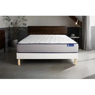 Actiflex form matratze 140x220cm + Bettgestell mit lattenrost , Härtegrad 4 , Taschenfederkern und Memory-Schaum , Höhe : 22 cm - Weiß