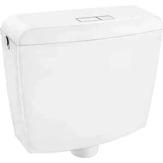 CORNAT Spülkasten PONTOS 6/9 l - weiß - 2-Mengen-Spülung - 3-seitige Anschlussmöglichkeit - Verchromtes Eckventil und Kupferrohr / Stand WC / Toilettenspülkasten / Toilettenspülung / SPK1200