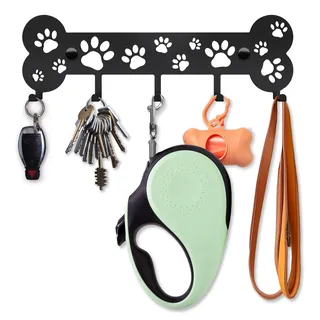 SirHoldeer Hundegarderobe, Hundeleinenhalter Wand, Schlüsselbrett Schwarz, Wandhaken für Hundeleine, Hundespielzeug, Halsband oder Schlüssel, Hunde Geschenke, Geschenkideen für Hundebesitzer