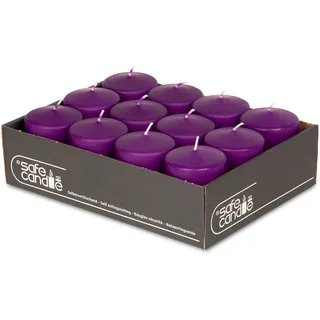 DecoLite 12er Pack Stumpenkerzen 80/60mm - Selbstverlöschend, Safe Candle, RAL Zertifiziert, 27 Stunden Brenndauer - 100% Made in Germany by Wenzel Kerzen (lila)