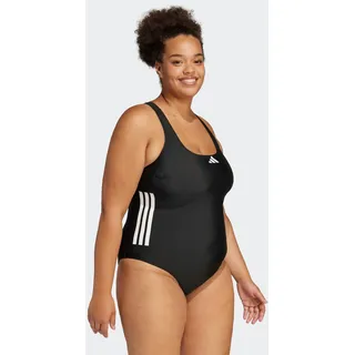 Badeanzug ADIDAS PERFORMANCE "3-STREIFEN C-BACK – GROSSE GRÖSSEN", Damen, Gr. 3X (54/56), N-Gr, schwarz-weiß (schwarz, weiß), Obermaterial: 78% Polyamid, 22% Elasthan, Badeanzüge Badeanzug