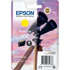 Epson Original 502 Tinte Fernglas Singlepack gelb Standard, XP-5100 XP-5105 XP-5150 XP-5155 WF-2860DWF WF-2865DWF WF-2880DWF WF-2885DWF, ReadyPrint Flex-Tintentarife