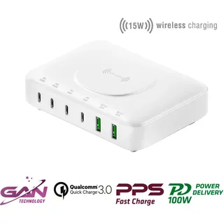 4smarts 7in1 GaN Ladestation 100W Wireless Charger weiß