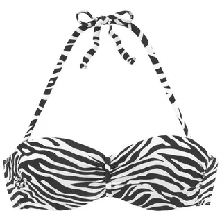 VENICE BEACH Bügel-Bandeau-Bikini-Top »Fjella« in zweifarbiger Animal-Optik, schwarz-weiß