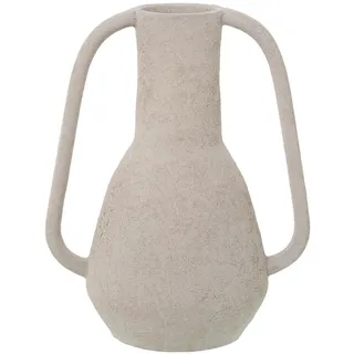 Vase mit Griffen aus Keramik, Beige, Sand-Textur, 18 x 13 x 24 cm, Sockel 5 cm