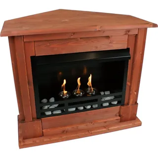 Gelkamin Ethanolkamin Kaminofen Eckkamin Rafael Premium - Kirschbaum - Braun