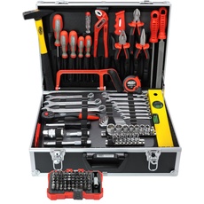 FAMEX 755-58 Alu Werkzeugkoffer Gefüllt 164-tlg. - Werkzeugkasten bestückt mit Werkzeug Set