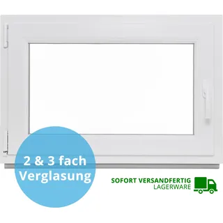 Kellerfenster Kunststoff Fenster 3-fach BxH: 100x60 cm - DIN rechts, Dreh-Kipp - Weiß