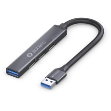 Sonero USB-Hub, USB-Verteiler, 4-Port, 1x USB 3.2 mit 5 GB/s, 3X USB 2.0 mit 480 MB/s, USB-A Stecker, Ultra Slim, Space Grey, 0,50m, S-UH100-005