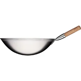 Wok-Pfanne Gebürsteter Edelstahl,  Ø 200 Mm - Silber