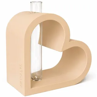 Herz-Vase mit Reagenzglas, Minimalistisches Modernes Design, Geschenk für Hochzeit, Geburtstag, Valentinstag, Weihnachten, Geschenk für Freundin/Freund, Mutter/Vater, Schwester/Bruder (Beige)