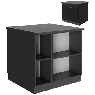 Vicco Kücheninsel Fame-Line, Schwarz gestreift, 90 cm mit Schublade, ohne Arbeitsplatte , Holzwerkstoff , 90x82x60 cm , Küchen, Küchenmöbel, Kücheninseln