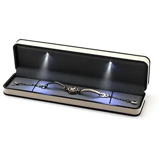 HSLFUAI LED Schmuckkästchen mit Licht – Luxus Geschenkbox für Ring, Armband, Halskette oder Kette – Beleuchtete Schmuckbox für Verlobung, Hochzeit, Geburtstag