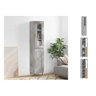 vidaXL Highboard Betongrau 34,5x34x180 cm Holzwerkstoff