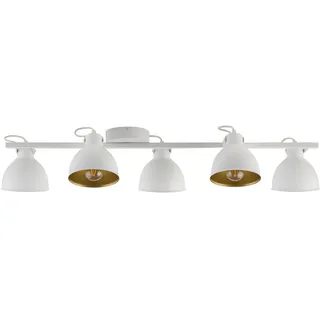 Industrie Leuchte Weiß Gold Metall beweglich E27 flexible Hängelampe Wohnzimmer