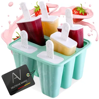 AVANA Eisformen aus Silikon 6 Stück Eis am Stiel Formen Wiederverwendbar Eiscreme Halter Wassereis Eislutscher für Kinder und Erwachsene BPA Frei - Türkis