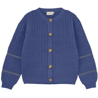 Strickjacke MINYMO "Strickjacke MICardigan Knit", Kinder, Gr. 128, blau (true blau), Obermaterial: 97% Baumwolle CO. 3% metallisierte Fasern MTF., Strickjacken Strickjacke