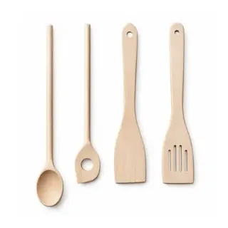 Kela Maribor Kochlöffel-Set, 4-teilig, Praktisches Küchenhelfer-Set aus Buchenholz, 1 Set