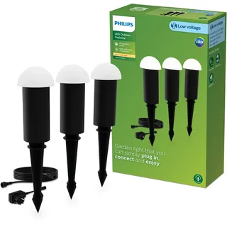 Philips Sockelleuchte spritzwassergeschützt 3er Set 24 V 180 lm Schwarz