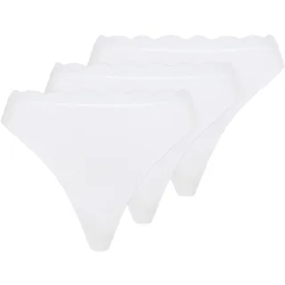 YSABEL MORA Tanga »BASIC COLLECTION COTTON WITH LACE« 3er Pack, nicht nur bequem, sondern auch romantische Spitzendetails, weiß