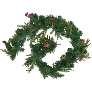 Atmosphera Createur d ́interieur Weihnachtsgirlande Beeren & Zapfen 180 cm , Grün , Kunststoff , 15 cm , Dekoration, Weihnachtsdekoration, Dekoblumen
