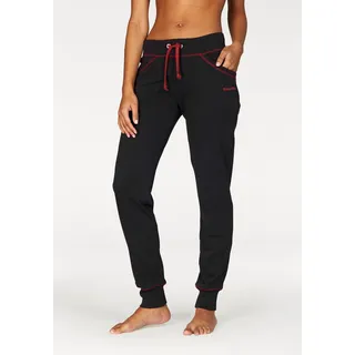 Bench. Loungewear Relaxhose mit kontrastfarbenen Nähten, Loungewear, schwarz, rubinrot