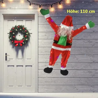 Outdoor LED Licht Weihnachtsmann Dekoration Weihnachtsmann Klettern Fenster Tür Requisiten Neujahr Aufhänger Dekor Weihnachten Spielzeug,110cm, mehrfarbige Lichter, 80% polyester