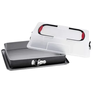 Probus 9307 Rechteck-Springform mit Tragehaube – Antihaft & Auslaufschutz, Backen & Transportieren leicht gemacht, 43x29,5cm, Schwarz