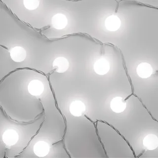 EMOS LED-Lichterkette Cherry kaltweiß für Innen und Außen, 4m lange Weihnachtslichterkette mit 40 LEDs in Kugelform 2,5cm, 6h Timer, Netzteil und Transformator, für Partys, Weihnachten, Deko