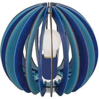 EGLO Tischlampe Fabella, Nachttisch Stahl in blau, Holz in blau E27 Fassung