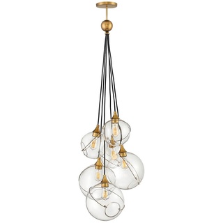 Elstead Lighting Hängeleuchte , Messingfarben , Metall, Glas , 169.2 cm , Grüner Punkt, RoHS , höhenverstellbar , Lampen & Leuchten, Innenbeleuchtung, Hängeleuchten, Pendelleuchten