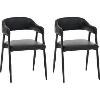 Mendler Esszimmerstuhl HWC-P29 Kunstleder schwarz 2er Set