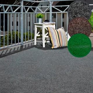 Andiamo Kunstrasen »Aberdeen, Made in Belgium« rechteckig 10 mm Höhe mit Drainagenoppen, für Balkon, Terrasse, Wintergarten, Nadelfilz, grau