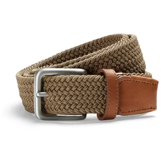 JACK & JONES Herren Webgürtel JACSPRING Woven Belt Noos, mit silberfarbener Schließe, beige