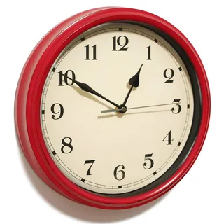 AYRELY® 28cm Vintage Wanduhr analog – Retro Wanduhr lautlos, Batteriebetrieben, dekorative Uhr für Wohnzimmer, Küche, Schlafzimmer, Bad oder Landhaus-Deko (Rot)
